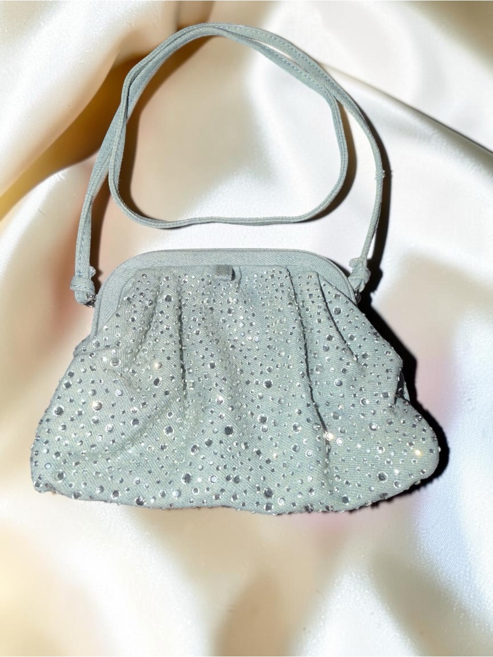 Zara Gray Rhinestone Sparkle Mini Shoulder Bag Evening Purse - Picture 3 of 7